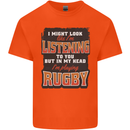 In My Head I'm Playing Rugby Funny Kids T-Shirt Childrens Orange