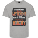 In My Head I'm Playing Rugby Funny Kids T-Shirt Childrens Sports Grey