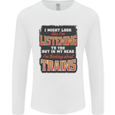 In My Head I'm Thinking About Trains Funny Mens Long Sleeve T-Shirt White