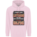 In My Head I've Gone Golfing Funny Golf Mens 80% Cotton Hoodie Light Pink