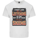 In My Head I've Gone Skiing Funny Skier Kids T-Shirt Childrens White