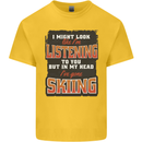 In My Head I've Gone Skiing Funny Skier Kids T-Shirt Childrens Yellow