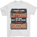 In My Head I've Gone Skiing Funny Skier Mens T-Shirt 100% Cotton White