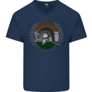 India Bodybuilding Flag Gym Training Indian Mens V-Neck Cotton T-Shirt Navy Blue