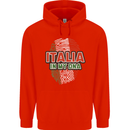 Italia in My DNA Italy Flag Football Rugby Mens 80% Cotton Hoodie Bright Red