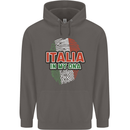 Italia in My DNA Italy Flag Football Rugby Mens 80% Cotton Hoodie Charcoal