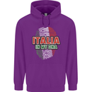 Italia in My DNA Italy Flag Football Rugby Mens 80% Cotton Hoodie Purple