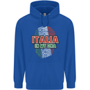 Italia in My DNA Italy Flag Football Rugby Mens 80% Cotton Hoodie Royal Blue