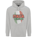 Italia in My DNA Italy Flag Football Rugby Mens 80% Cotton Hoodie Sports Grey