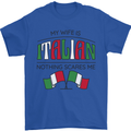 Italian Wife Nothing Scares Me Funny Italy Mens T-Shirt 100% Cotton Royal Blue