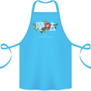 Japanese Flowers Quote Japan Magic Cotton Apron 100% Organic Turquoise