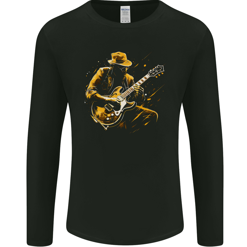 Jazz Guitar Player Guitarist Mens Long Sleeve T-Shirt Black