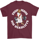Jesus Deadlift Funny Gym Bodybuilding Training Mens T-Shirt 100% Cotton Maroon