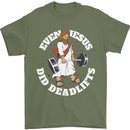 Jesus Deadlift Funny Gym Bodybuilding Training Mens T-Shirt 100% Cotton Military Green