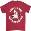 Jesus Deadlift Funny Gym Bodybuilding Training Mens T-Shirt 100% Cotton Red