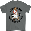 Jesus Deadlift Funny Gym Training Bodybuilding Mens T-Shirt 100% Cotton Charcoal