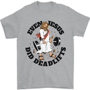 Jesus Deadlift Funny Gym Training Bodybuilding Mens T-Shirt 100% Cotton Sports Grey