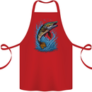 Jumping Pike Fish Fishing Fisherman Cotton Apron 100% Organic Red