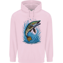 Jumping Pike Fish Fishing Fisherman Mens 80% Cotton Hoodie Light Pink