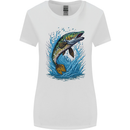 Jumping Pike Fish Fishing Fisherman Womens Wider Cut T-Shirt White