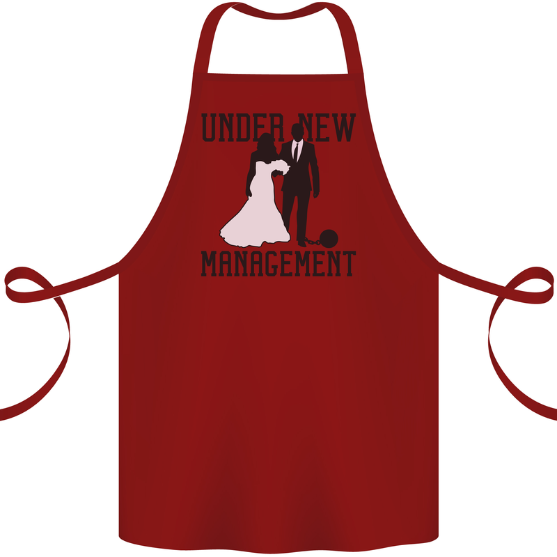 Just Married Under New Management Cotton Apron 100% Organic Maroon