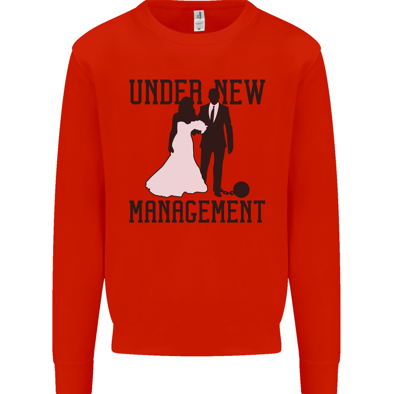 Just Married Under New Management Kids Sweatshirt Jumper Bright Red