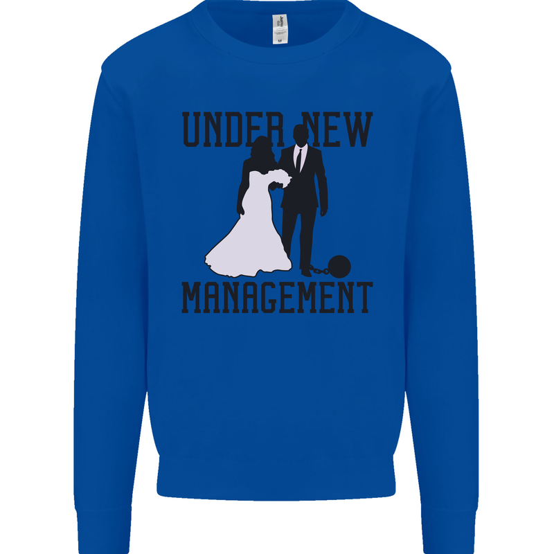 Just Married Under New Management Kids Sweatshirt Jumper Royal Blue