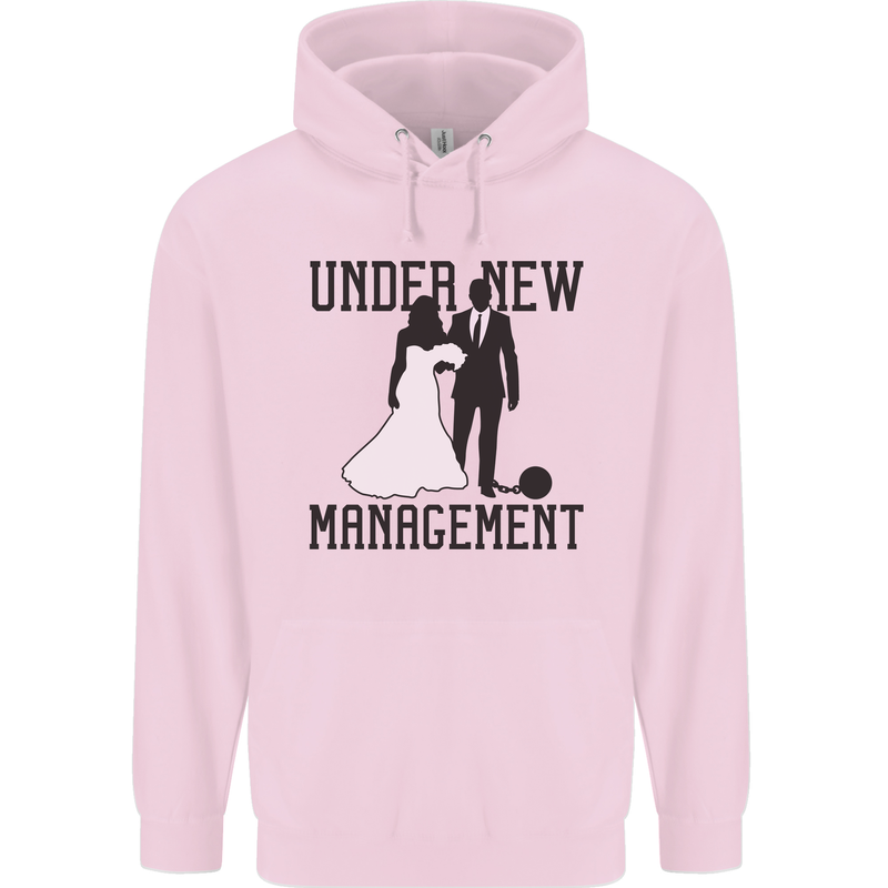 Just Married Under New Management Mens 80% Cotton Hoodie Light Pink