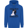 Just Married Under New Management Mens 80% Cotton Hoodie Royal Blue