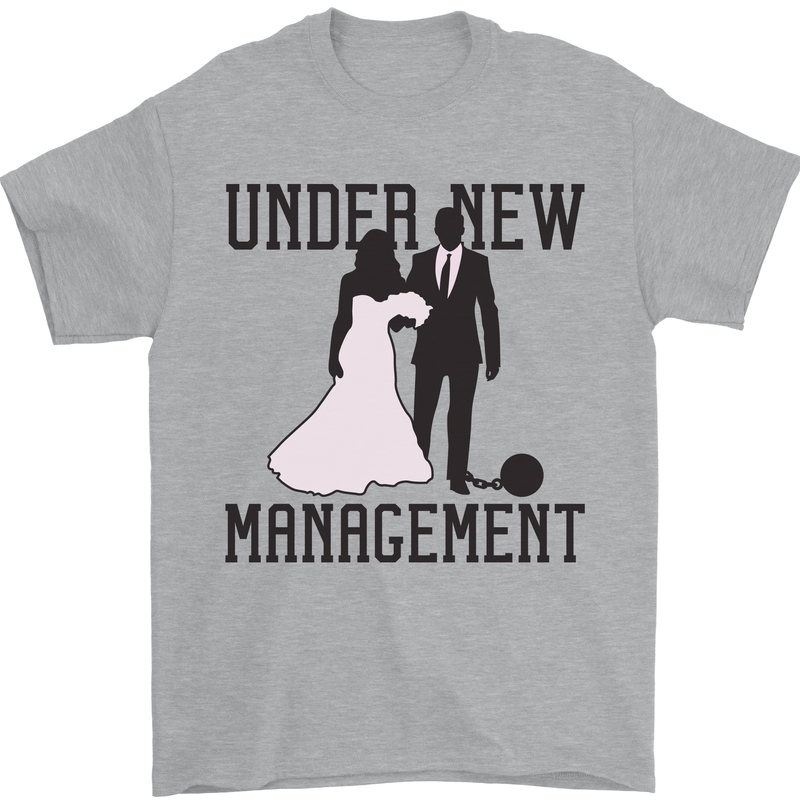 Just Married Under New Management Mens T-Shirt 100% Cotton Sports Grey