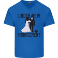 Just Married Under New Management Mens V-Neck Cotton T-Shirt Royal Blue