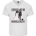 Just Married Under New Management Mens V-Neck Cotton T-Shirt White