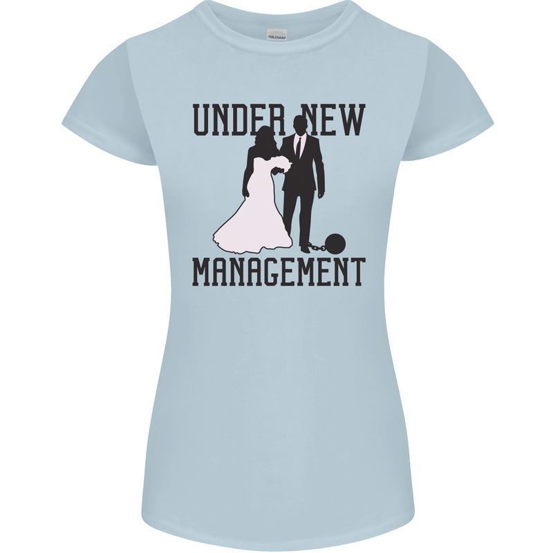 Just Married Under New Management Womens Petite Cut T-Shirt Light Blue