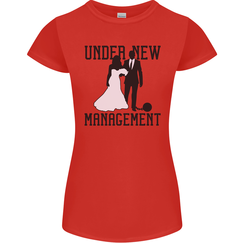 Just Married Under New Management Womens Petite Cut T-Shirt Red
