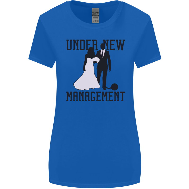 Just Married Under New Management Womens Wider Cut T-Shirt Royal Blue