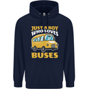 Just a Boy Who Loves Buses Bus Driver Mens 80% Cotton Hoodie Navy Blue