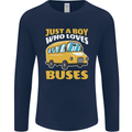 Just a Boy Who Loves Buses Bus Driver Mens Long Sleeve T-Shirt Navy Blue