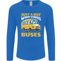 Just a Boy Who Loves Buses Bus Driver Mens Long Sleeve T-Shirt Royal Blue