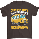 Just a Boy Who Loves Buses Bus Driver Mens T-Shirt 100% Cotton Dark Chocolate