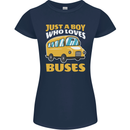 Just a Boy Who Loves Buses Bus Driver Womens Petite Cut T-Shirt Navy Blue