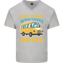 Just a Boy Who Loves Buses Bus Mens V-Neck Cotton T-Shirt Sports Grey