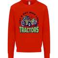 Just a Boy Who Loves Tractors Farmer Kids Sweatshirt Jumper Bright Red