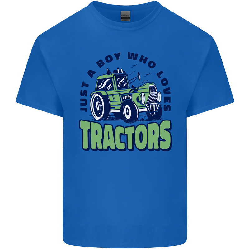 Just a Boy Who Loves Tractors Farmer Kids T-Shirt Childrens Royal Blue