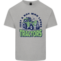 Just a Boy Who Loves Tractors Farmer Kids T-Shirt Childrens Sports Grey