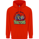Just a Boy Who Loves Tractors Farmer Mens 80% Cotton Hoodie Bright Red
