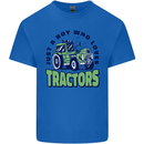 Just a Boy Who Loves Tractors Farmer Mens Cotton T-Shirt Tee Top Royal Blue
