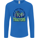 Just a Boy Who Loves Tractors Farmer Mens Long Sleeve T-Shirt Royal Blue