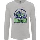 Just a Boy Who Loves Tractors Farmer Mens Long Sleeve T-Shirt Sports Grey