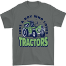 Just a Boy Who Loves Tractors Farmer Mens T-Shirt 100% Cotton Charcoal