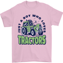 Just a Boy Who Loves Tractors Farmer Mens T-Shirt 100% Cotton Light Pink